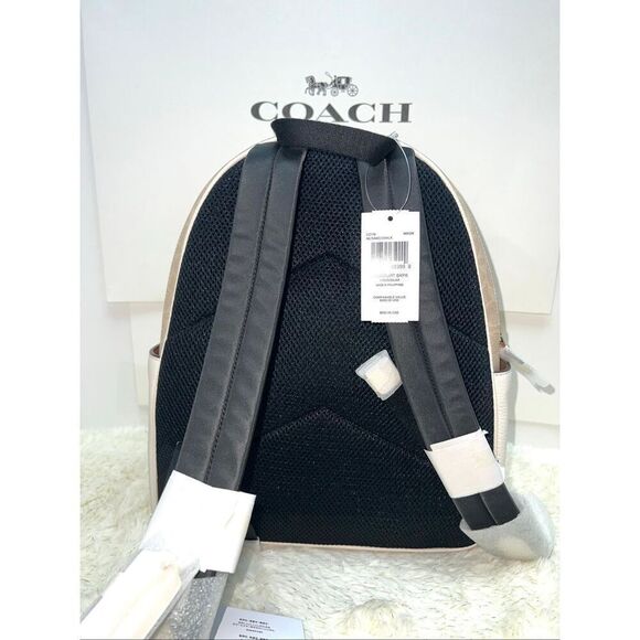 ??NWT! Coach Court Backpack in Signature Canvas Sand/Chalk CZ176 Msrp:$450.00 main image 6